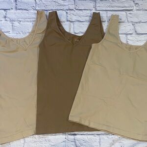 J. Crew Layering Tank Tops Lot of 3 Size L Beige & Light Brown